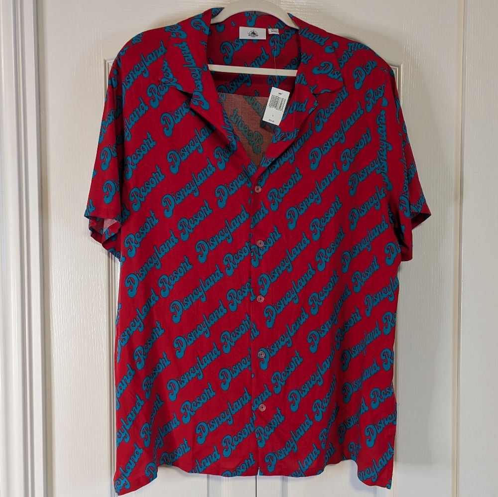 Disney Parks Disneyland Logo Red Button Down Shirt | NWT | Sz Lg